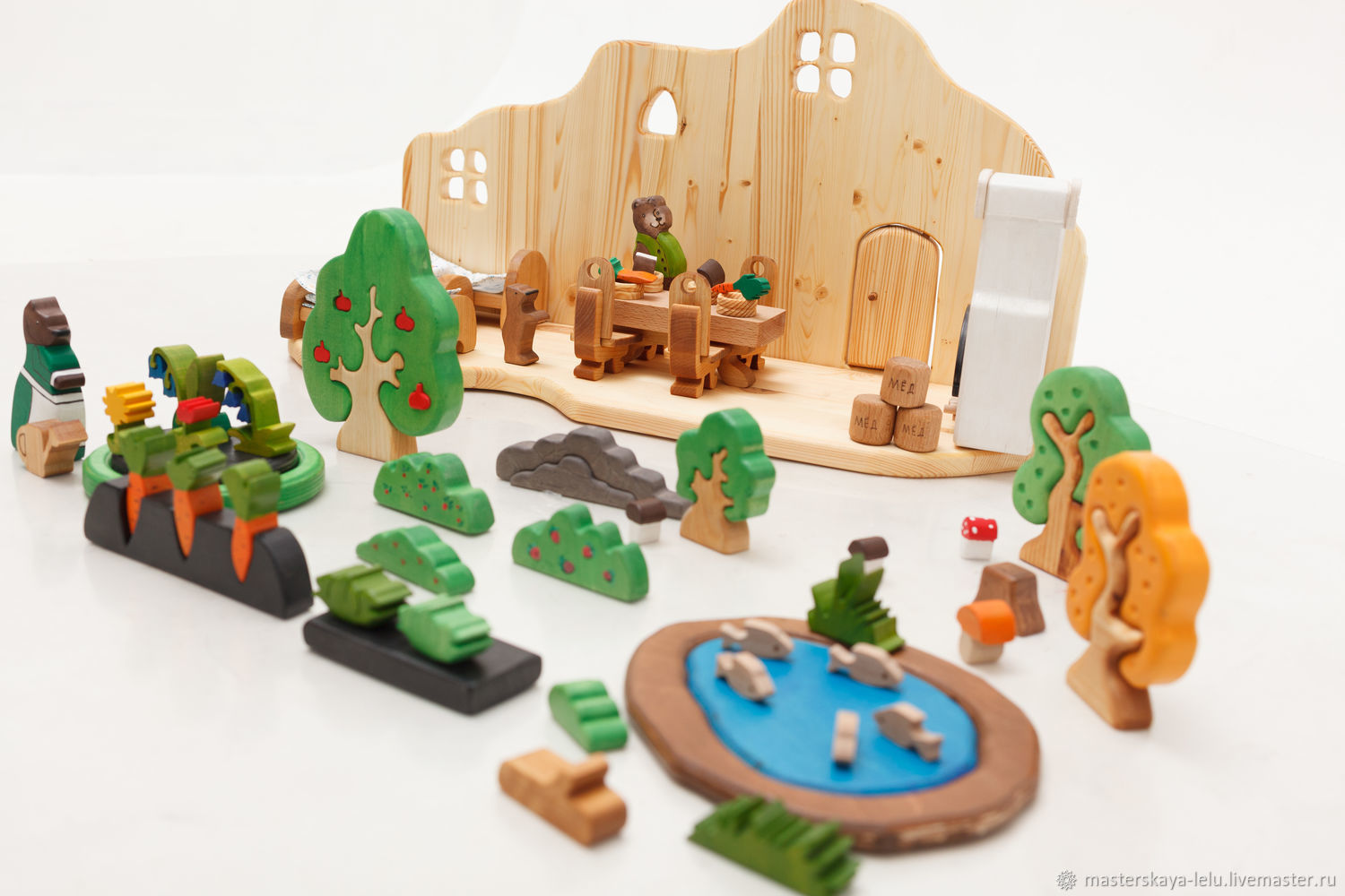 Игровой набор из дерева Дом медведей. Деревянные игрушки LELU в ...