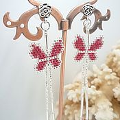 Украшения handmade. Livemaster - original item Stud earrings long Butterflies. Handmade.