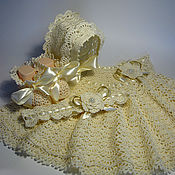 Одежда детская handmade. Livemaster - original item Knit set for baby to be discharged or Christening. Handmade.