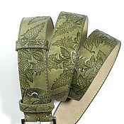 Аксессуары handmade. Livemaster - original item Olive Beige Leather Belt. Handmade.