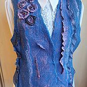 Author's double-sided felted silk stole with brooch Barcelona
