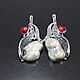 Bohemian Chic Pearl Coral Silver Earrings HC0037. Earrings. Sunny Silver. My Livemaster. Фото №4