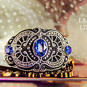 Украшения handmade. Livemaster - original item Bracelet Art Deco. blue. Bead embroidery. Beaded bracelet. Handmade.