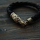 Leather bracelet with bronze crows. Bead bracelet. MintTiger. Online shopping on My Livemaster.  Фото №2
