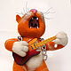 РокоКот (рыжий кот музыкант, игрушка, сухое валяние). Войлочная игрушка. Синица-мастерица. Интернет-магазин Ярмарка Мастеров.  Фото №2
