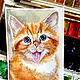 Painting Cat Watercolor 10 x 14 Funny cat Portrait of a cat. Pictures. matryoshka (azaart). My Livemaster. Фото №6