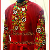 Мужская одежда handmade. Livemaster - original item Shirt mens red. Slavic style.. Handmade.