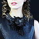 Necklace 'Dark night' Velvet flower with embroidery, Necklace, St. Petersburg,  Фото №1