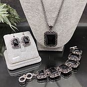 Украшения handmade. Livemaster - original item Beautiful jewelry set : Natural black agate. Handmade.