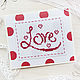 Открытка валентинка с вышивкой. Сердце, любовь, love, , Раменское,  Фото №1
