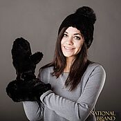 Аксессуары handmade. Livemaster - original item A set of mittens and a hat made of knitted mink. Handmade.