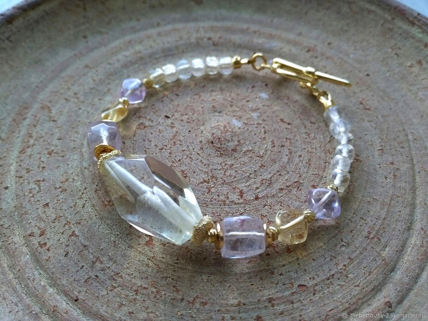Браслет с цитринами и аметистами купить в интернет-магазине Ярмарка ...