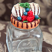 Посуда handmade. Livemaster - original item Jar of ice cream and berries. Handmade.
