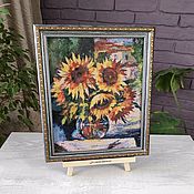 Картины и панно handmade. Livemaster - original item Painting cross stitch Sunflowers still Life, cross stitch. Handmade.