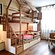 Детская двухъярусная кровать домик с лестницей комодом из массива. Кровати. SCANDI. Интернет-магазин Ярмарка Мастеров.  Фото №2