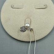 Украшения handmade. Livemaster - original item Silver ring with 8 mm white pearls and cubic zirconia. Handmade.