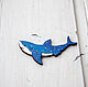 Брошь деревянная акула космическая, Брошь-булавка, Казань,  Фото №1