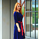 viscose dress with contrast waistband blue, Dresses, Vladivostok,  Фото №1