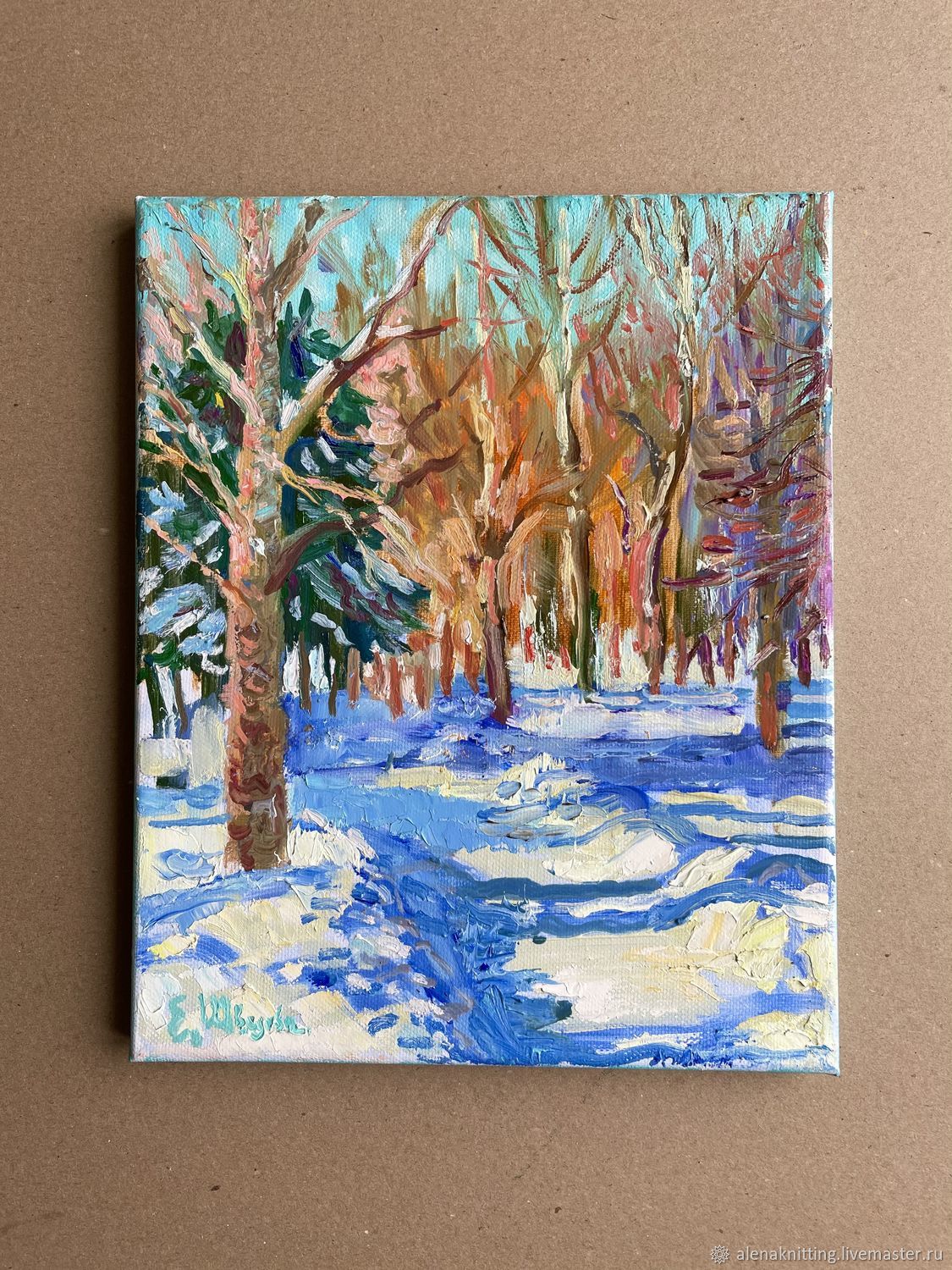  Oil study ' Sun and shadows in winter', Pictures, Moscow,  Фото №1