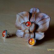 Украшения handmade. Livemaster - original item Set ring earrings studs set Orchid with amber. Handmade.