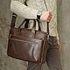 Men's business leather bag 'Charlston' (Tobacco), Men\'s bag, Yaroslavl,  Фото №1