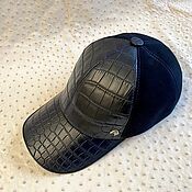 Аксессуары handmade. Livemaster - original item Baseball cap made of crocodile leather and natural suede, to order. Handmade.