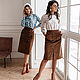 Falda a-line marrón de pana de algodón Chocolate. Skirts. mozaika-rus. Ярмарка Мастеров.  Фото №5