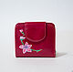 Wallet leather pink with hand painted Magnolia, Wallets, Troitsk,  Фото №1
