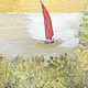 Painting a sailboat by the sea on a mini easel 'On sails' 20h15 cm, Pictures, Volgograd,  Фото №1