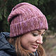 Women's knitted beanie wool hat with a twist, Caps, Simferopol,  Фото №1