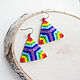 Rainbow Triangular Beaded Earrings. Earrings. Handmade by Svetlana Sin. My Livemaster. Фото №6