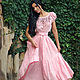 Linen dress with hand embroidery ' Pink geranium', Dresses, Vinnitsa,  Фото №1