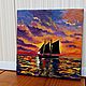 Miniature oil painting 'The sun in the sails' 10/10, Pictures, Moscow,  Фото №1
