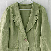 Одежда handmade. Livemaster - original item Olive jacket with open edges made of softened linen. Handmade.