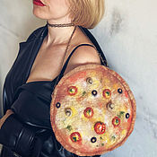 Валяная сумка из шерсти с фермуаром Кусочек пиццы