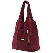 Сумки и аксессуары handmade. Livemaster - original item Shopper Bag Suede Bordeaux Bag Large Bag String Bag Shopper T-shirt. Handmade.