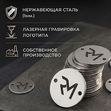 Материалы для творчества ручной работы. Ярмарка Мастеров - ручная работа Бирки 20 мм из нержавеющей стали, два отверстия, с Вашим логотипом.. Handmade.