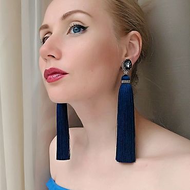 Украшения ручной работы. Ярмарка Мастеров - ручная работа Клипсы "Sweet Blue Long". Handmade.
