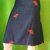 Одежда handmade. Livemaster - original item Skirt made of thin jeans with embroidery. Handmade.