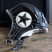 Шапки: Кожаная шапка-шлем Star Helmet