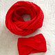Knitted turban-scarf of bright red color. Bandage. allabarinova. My Livemaster. Фото №5