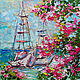Painting with yachts 'Gurzuf in the morning' Crimea seascape. Pictures. Multicolor Gallery. My Livemaster. Фото №6
