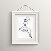 Картины и панно handmade. Livemaster - original item Nude graphics, a sketch of a naked girl in the interior. Handmade.