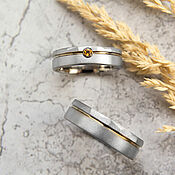 Свадебный салон handmade. Livemaster - original item Titanium pair with citrine.Titanium Wedding Rings. Handmade.