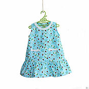Одежда детская handmade. Livemaster - original item Baby dress made of turquoise American. cotton, p. 98. Handmade.
