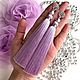 Violet lavender lilac silk sterling silver pearl earrings brush earrings. Tassel earrings. GolDFenix. My Livemaster. Фото №5