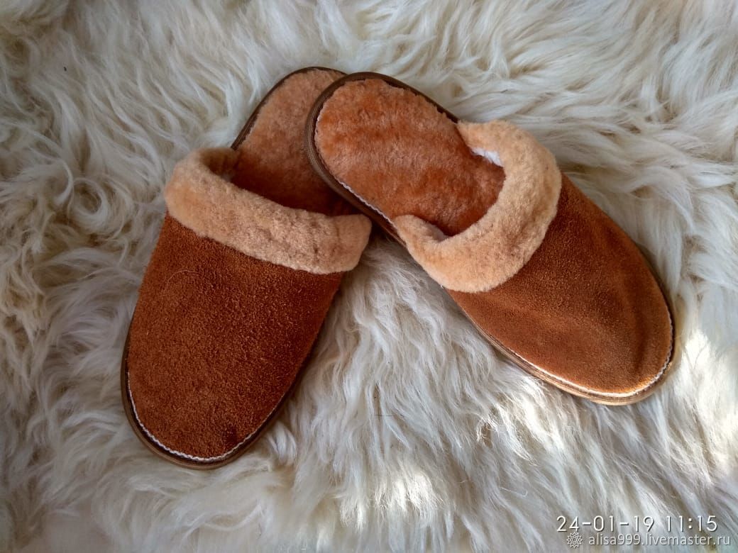 Men's suede sheepskin Slippers – купить 