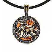 Украшения handmade. Livemaster - original item Taurus Zodiac Sign Amulet Amber Brass Pendant Male. Handmade.