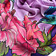Silk satin Batik scarf 'Hummingbird' Lilac. Shawls1. Silk Batik Watercolor ..VikoBatik... My Livemaster. Фото №5