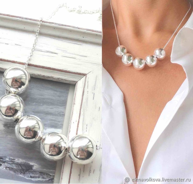 Necklace large beads on a chain, a stylish decoration for every day, Necklace, Yaroslavl,  Фото №1